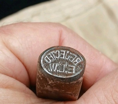 Antique Commercial Inspector's Handmade STEEL STAMPING DIE Rejected E.L.W./Pouch
