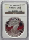 2001 W American Silver Eagle PF70 Ultra Cameo