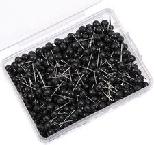 500 Pack Map Push Pins Bulk 1/8 Inch Black Tacks Back to School