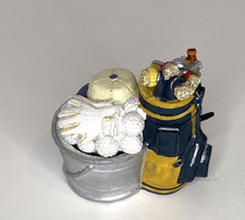 Golf Decorative Container Resin Sculpture 4 x 2.5 x 4" T Balls Bucket 3D Bag