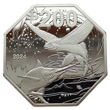 SAN BENEDICTO – MEXICO 200 PESOS 2023 FLYING FISH AND MARLIN 43 MM PROOFLIKE