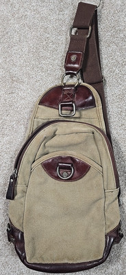 Gootium Canvas Leather Crossbody Sling Bag Backpack Chest Pack Travel Tourism