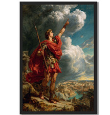 Framed Classical Heroic Painting - Roman Warrior in Armor & Cloak Decor