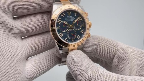 Orologio Rolex 116523 Cosmograph Daytona 40mm Quadrante Blu Racing Acciaio Oro 18k 2010 - Video 1 di 1