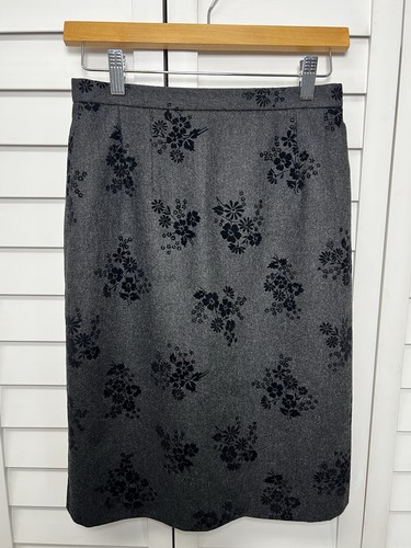 Neiman Marcus Floral Wool Blend Knee Length Pencil Skirt Office Women’s Size 6