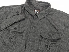 Rock Revival Shirt Men XXL Flannel Wool Long Sleeve Western Button Embroidered 