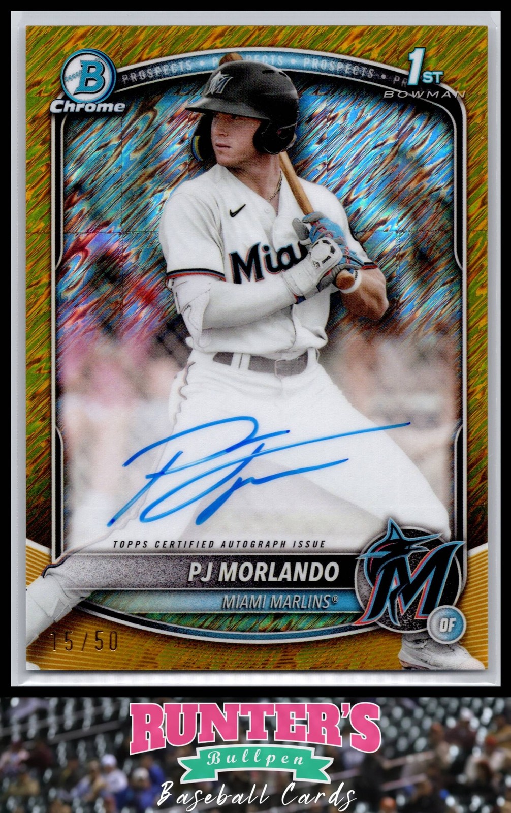 2025 Bowman Chrome Auto #CPA-PM PJ Morlando 1st Bowman Gold Shimmer /50