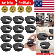Durable 2 Inch Desk Grommet Set, 10 Pack - Effortless Cable Management in Black