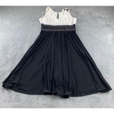 R&M Richards Womens Black White Sleeveless Beaded Dress Formal Party Size 6
