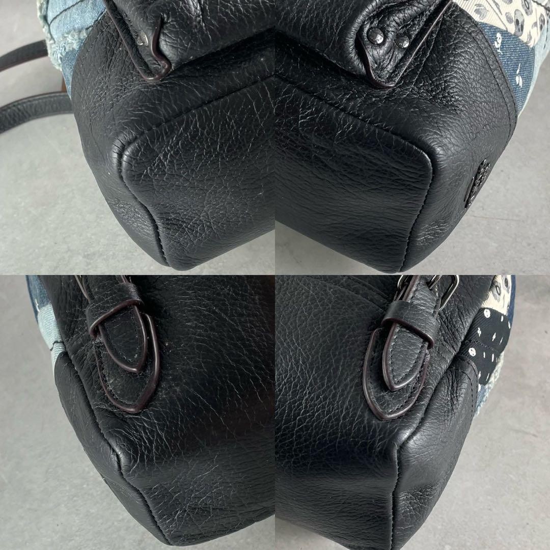 COACH Backpack Leather × Denim Patchwork Women A-… - image 15