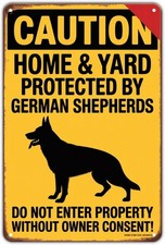 German Shepherd Dog Caution Tin Metal Signs Home D cor  Yard Protected By Germa