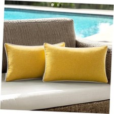 Set of 2 Outdoor Waterproof Pillow Covers 12x20 12" x 20" Pack of 2 Yellow