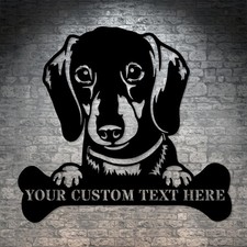 Personalized Dachshund Name Metal Sign Gift. Custom Dog Lover Wall Decor Gift