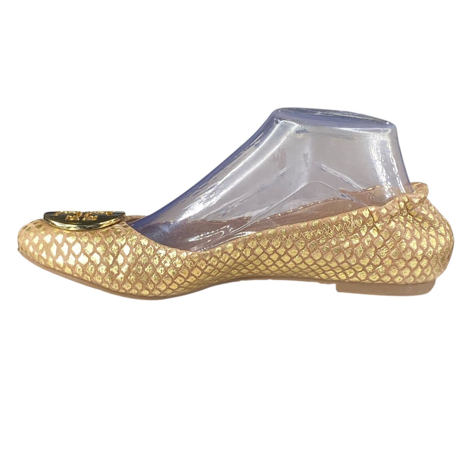 Tory Burch Women’s Gold Python Embossed Ballet Fl… - image 2