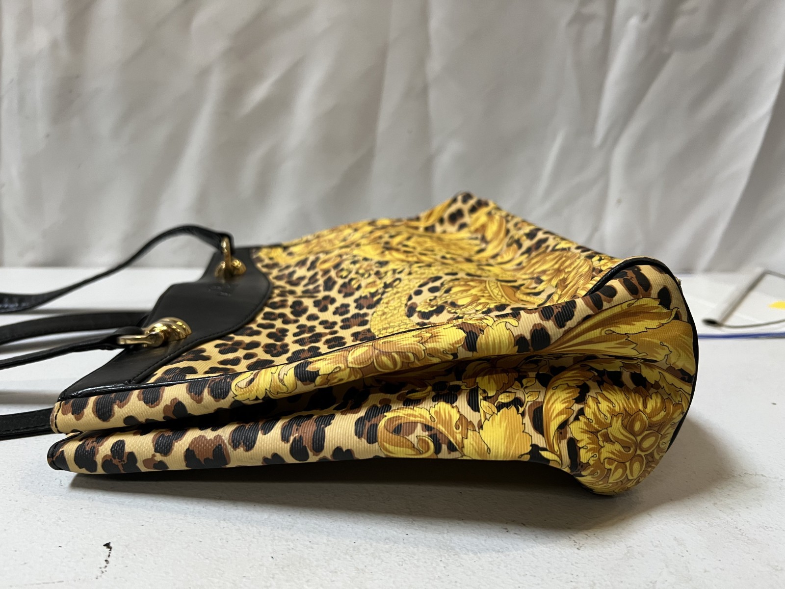 VERSACE LEOPARD PATTERN YELLOW LEATHER SHOULDER T… - image 4