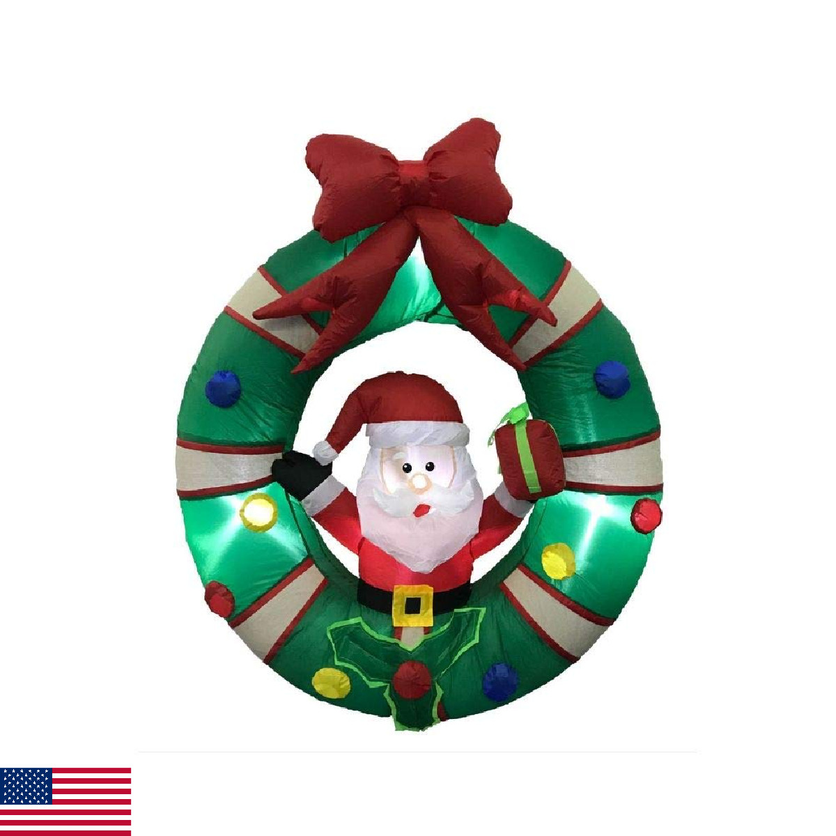 Inflatable Outdoor Christmas Decoration, Lighted Santa With 