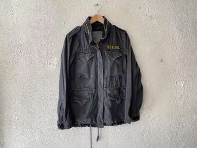 RALPH LAUREN DENIM & SUPPLY blk OVERDYED PATCHWORK FLAG M-65 MILITARY JACKET M - Image 1 of 4