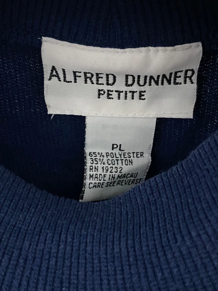 Винтажный свитер Alfred Dunner темно-синий/джинсовая вышивка цветочный размер маленький большой - Изображение 3 из 4