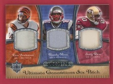 2008 Ultimate 6 Patch #1/5 Jerry Rice Randy Moss Aikman Romo Anderson Palmer