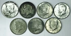 LOT OF 7 MIXED DATE 40% SILVER KENNEDY HALVES! SPECTACULAR U.S. SILVER! NR#K2960
