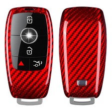 T-carbon Glass Fiber Key Fob Cover Red Benz