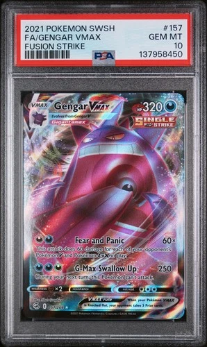2021 Pokemon Gengar VMAX 157/264 Swsh08: Fusion Strike Holo PSA 10 GEM MINT