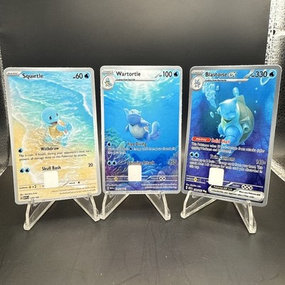 Squirtle/Wartortle/Blastoise 151 set GLOSS DEBIT CARD SKIN STICKERS
