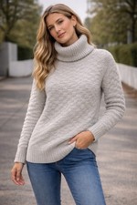 Helmut Lang Womens L Gray Turtleneck Sweater Wool Mohair Knit Cozy Luxury