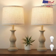 Rustic Table Lamps Set of 2 W/ LED Bulbs E26 Vintage Nightstand Lighting New