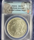 1889 Morgan CC Silver Dollar, ANACS MS 70, First Strike, Carson City, Fiji Mint