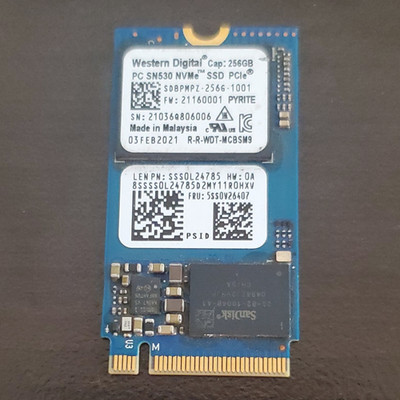 Western Digital PC SN530 256GB NVMe PCIe M.2 2230 SSD Pyrite 90-95% Lifespan