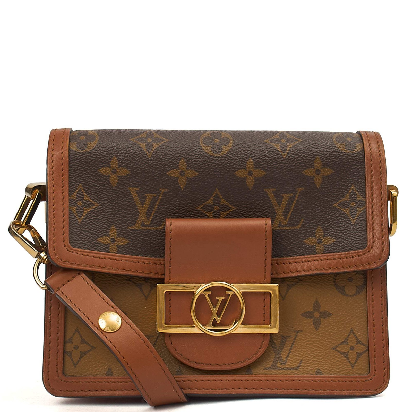 Louis Vuitton Cross Body Dauphine MM Bag in Reverse Monogram, Canvas