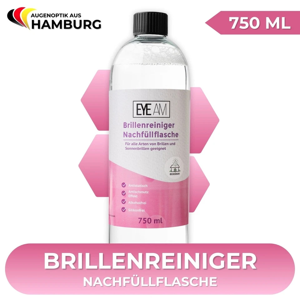 EyeAm Brillenreiniger Nachfüllflasche 1x750ml | Reinigung für Brillen