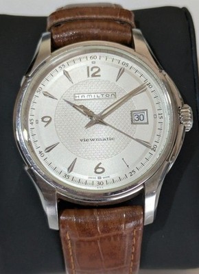 Hamilton Jazzmaster Viewmatic Mens Watch Brown Leather Automatic From Japan
