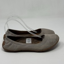 Merrell Ballet Flats Womens 9 Taupe Gray Nubuck Leather Slip On Vibram Shoes