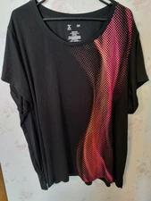 Xersion Quick-Dri Black w/Pink Short Sleeve Activewear Top - Size 3X