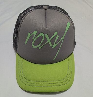 Roxy Women s Trucker Hat Green/Gray/Black Mesh Back Adjustable Logo One Size