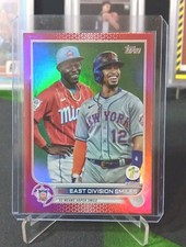 Topps /50 RED REFRACTOR  Francisco Lindor NL EAST DIVISION SMILES-SS #98