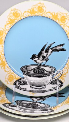 Anthropologie Bird On A Teacup 8” Salad Dessert Plate | eBay