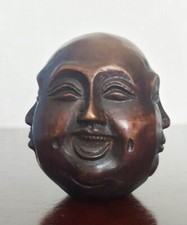 6CM Stunning signed Bronze 4 Faced Buddha statues 