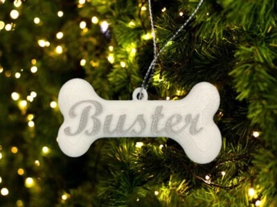 Personalised Pet Bone Bauble – Dog or Cat Christmas Tree Decoration Gift