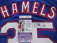 Cole Hamels signed Texas Rangers blue sewn on jersey JSA COA Braves