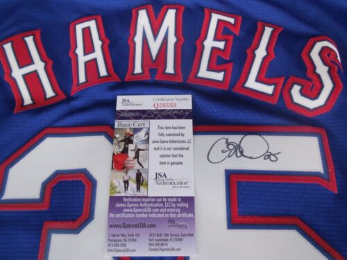 Cole Hamels signed Texas Rangers blue sewn on jersey JSA COA Braves - Picture 1 of 5
