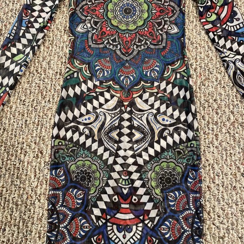 Uptown USA Sheer Mesh Tribal Tattoo Dress | Medium | USA | Y2K Boho - Picture 3 of 14