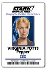 VIRGINIA PEPPER POTTS STARK INDUSTRIES NAME BADGE HALLOWEEN COSPLAY MAGNET BACK