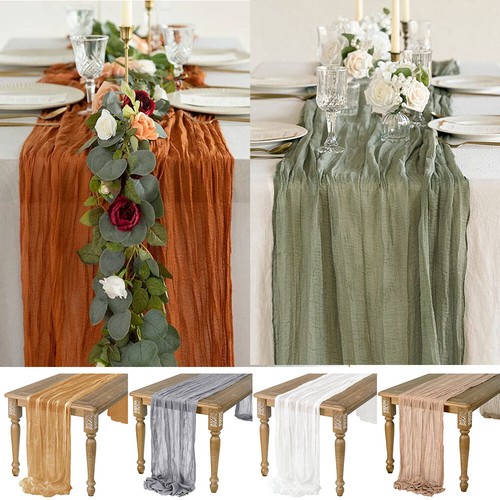 Table Runner Semi-Sheer Gauze Tablecloth Wedding Party Christmas Banquets Decor - Picture 2 of 34