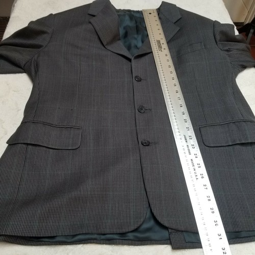 Filo A Mano Hand Tailored John Powers Mens 3-Button Blazer Jacket Business Black - Picture 4 of 7
