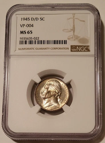 1945 D/D Jefferson Silver Nickel VP-004 MS65 NGC