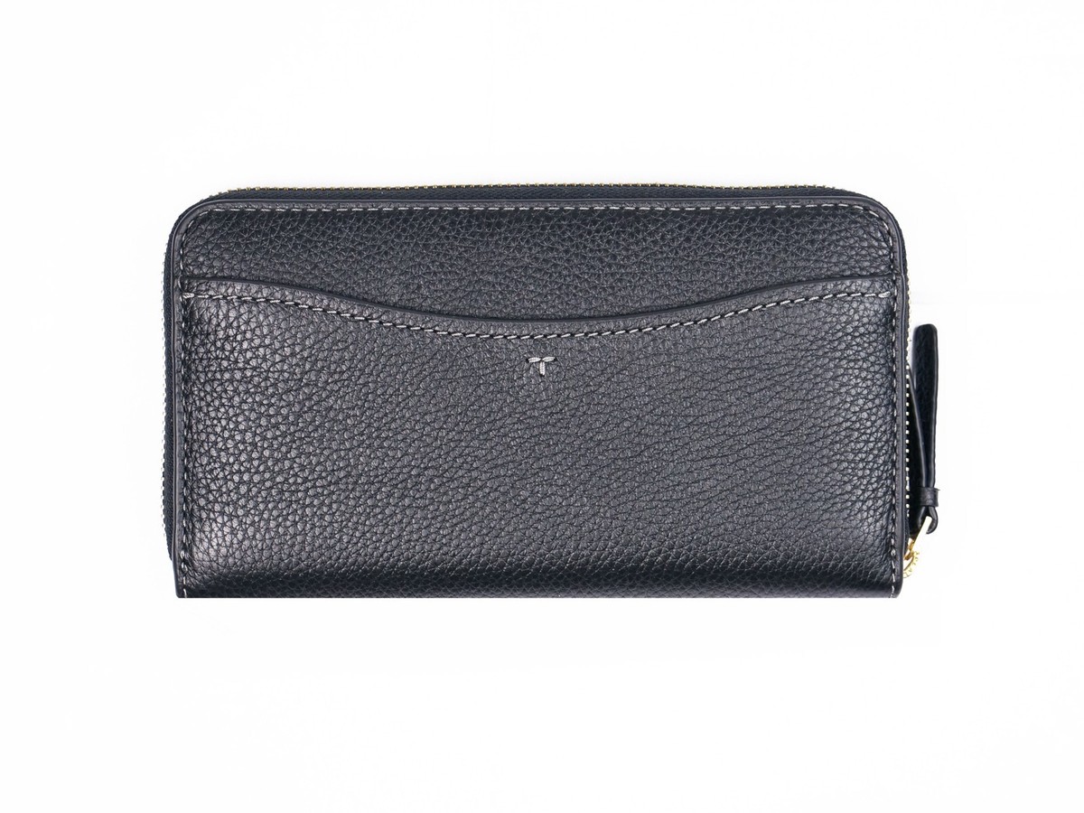 あたま Tory Burch Thea Black Pebbled Leather Continental Wallet with Card