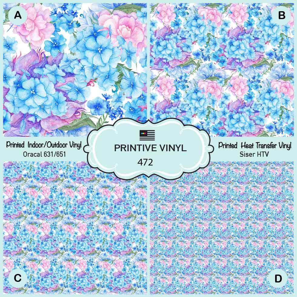 Chic Vintage Floral Patterned Iron on Printed HTV, Oracal 651,Siser HTV472